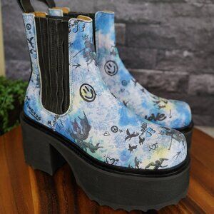 John Fluevog Platform Blue Shoes SKYHIGH F: NERDS - Size 9